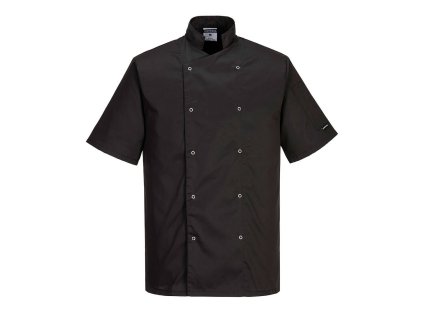 Portwest Rondon Cumbria Chefs C733BKR s krátkým rukávem na patentky černá (Velikost 4XL)